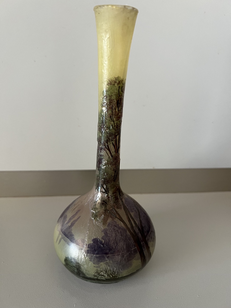 Single-flower Vase By Muller Frères Luneville, Acid-etched-photo-7