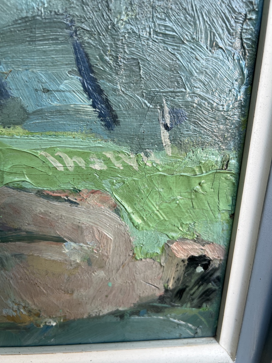 Peinture huile sur toile Jacqueline MARVAL , Daphné et Chloé couches 1913-photo-3