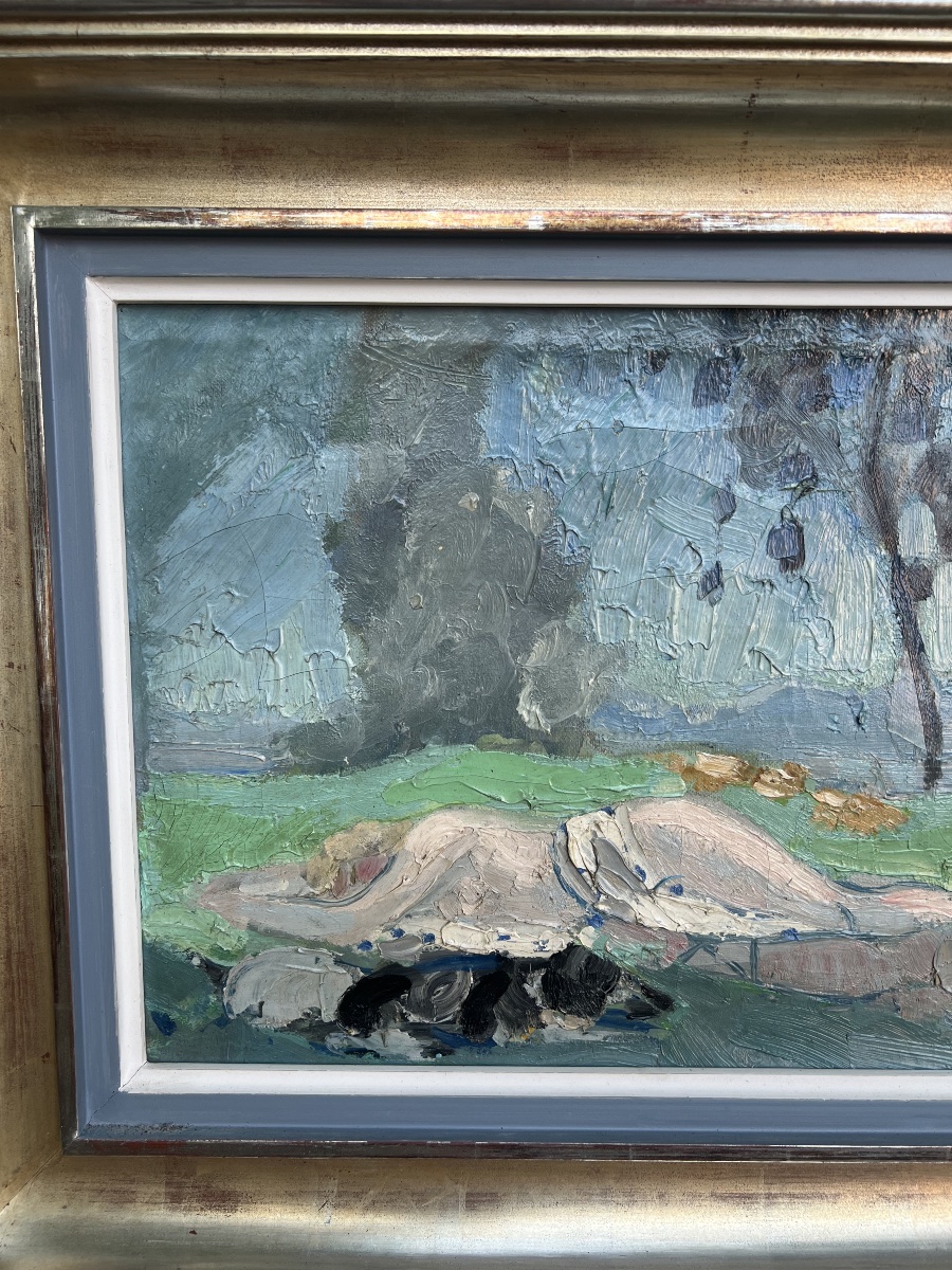 Peinture huile sur toile Jacqueline MARVAL , Daphné et Chloé couches 1913-photo-3