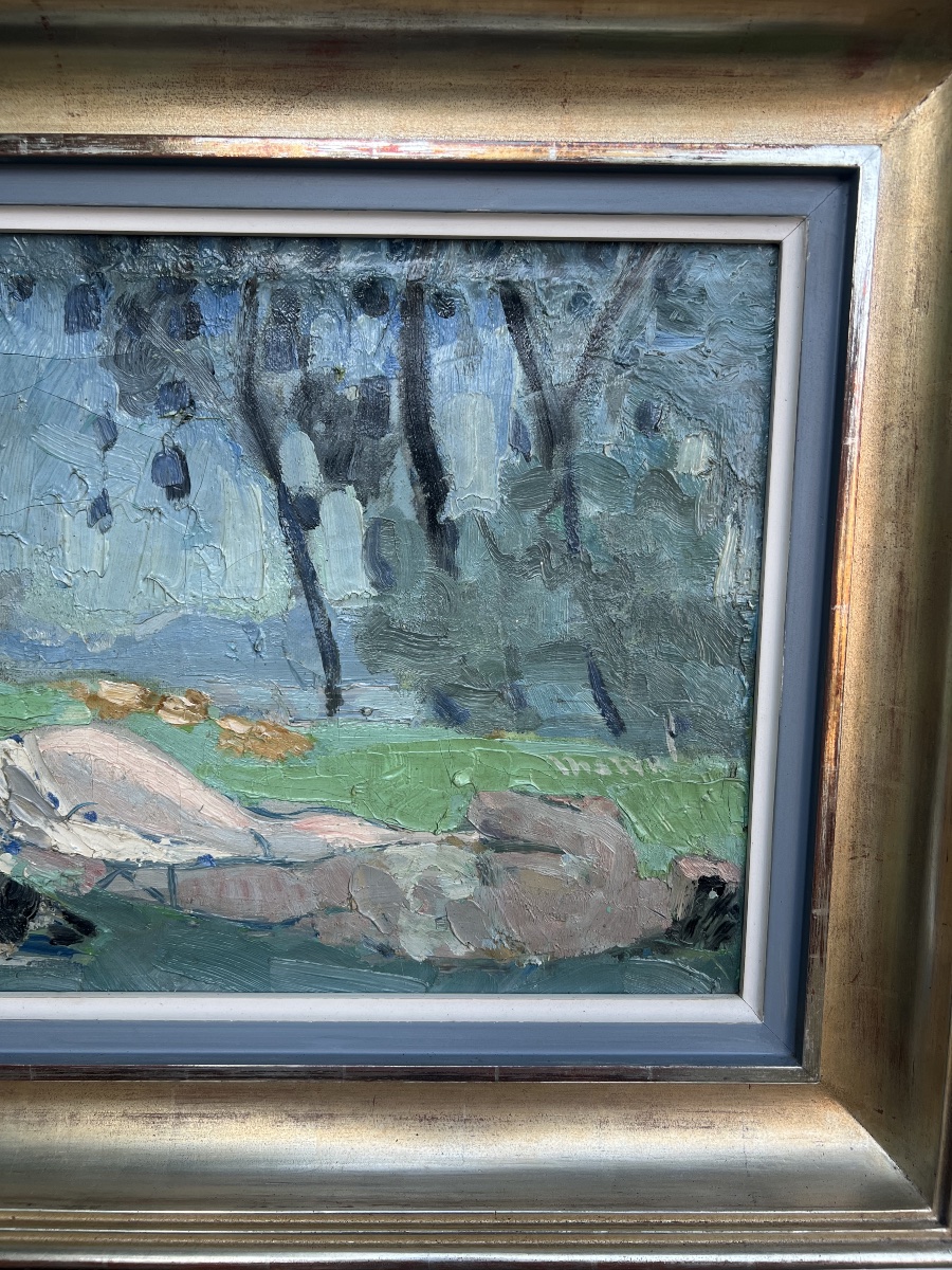 Peinture huile sur toile Jacqueline MARVAL , Daphné et Chloé couches 1913-photo-4