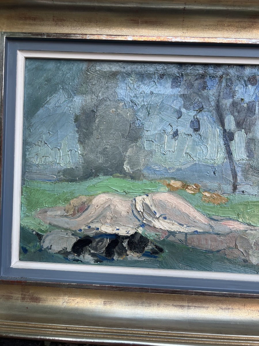 Peinture huile sur toile Jacqueline MARVAL , Daphné et Chloé couches 1913-photo-8