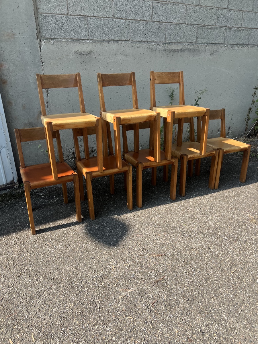 Huit chaises Pierre CHAPO S 24