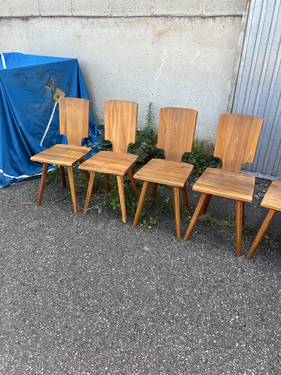 Six Chairs Designed By Pierre Chapo, Model S 28-photo-2