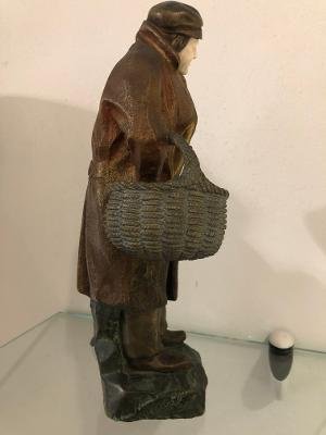 Bronze Et Ivoire Homme Au Panier Par Secarel-photo-3