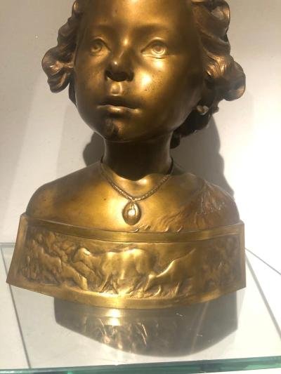 Bronze Buste De Jeunes Fille Art Nouveau-photo-1