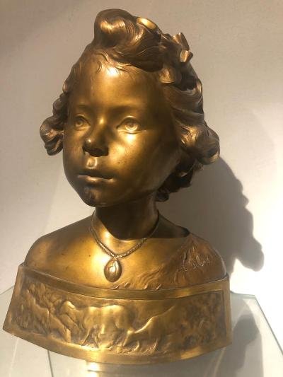 Bronze Buste De Jeunes Fille Art Nouveau