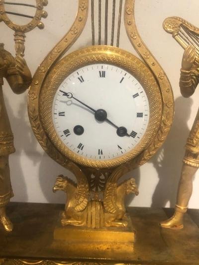 Gilt Bronze Clock Empire Period Email Dial-photo-3