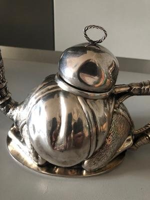 Teapot Silver Metal Signed Marriage Brothers In Paris Forming A Camel Pulled By The Camel Driver-photo-2