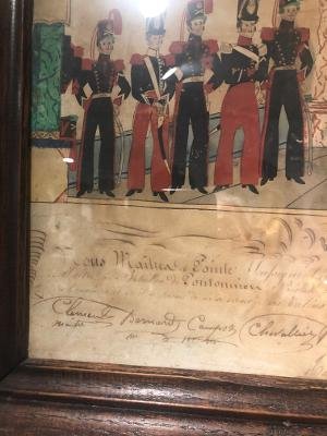 Aquarelle Brevet De Maitre De Pointe, Escrime Daté 1834-photo-2