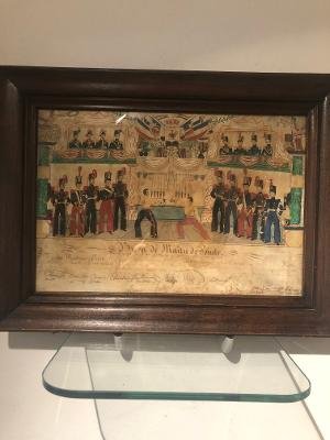 Aquarelle Brevet De Maitre De Pointe, Escrime Daté 1834