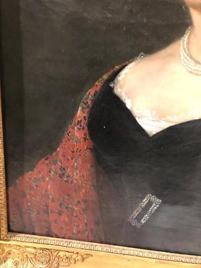 Portrait Of Woman With Hat Empire Period In Her Period Frame-photo-3
