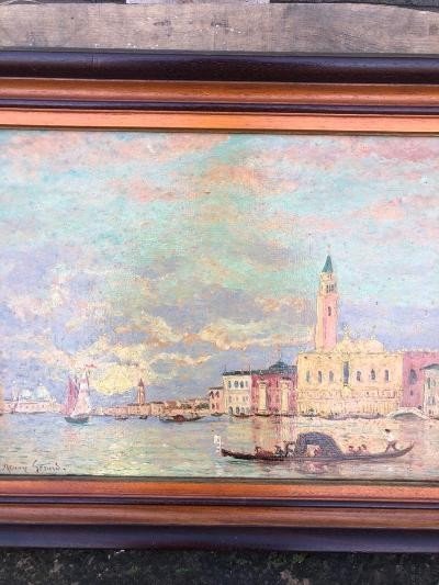 Peinture Huile Signé Henry Gerard Vue De Venise-photo-1