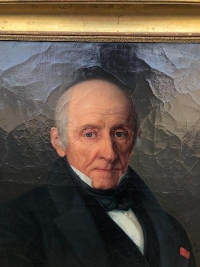 Huile Sur Toile Portrait d'Homme Signé Henri Beltz 1842 Cadre Doré d'Origine-photo-3