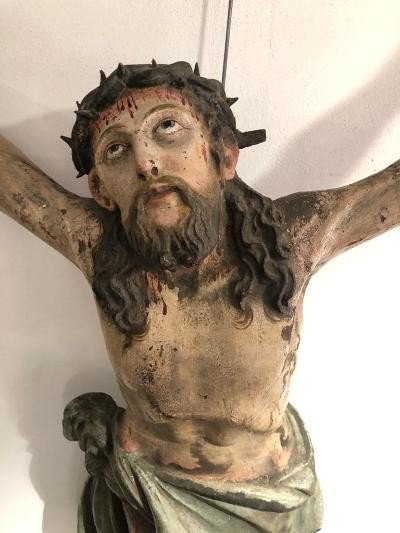 Grand Christ Daté 1666 Alsace, Vallée Du Rhin Polychrome d'Origine-photo-3