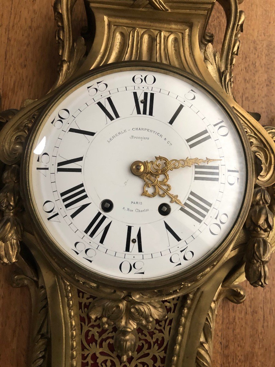 Cartel Gilt Bronze Dial Signed Lemerle- Charpentier Rue Charlot A Paris-photo-4