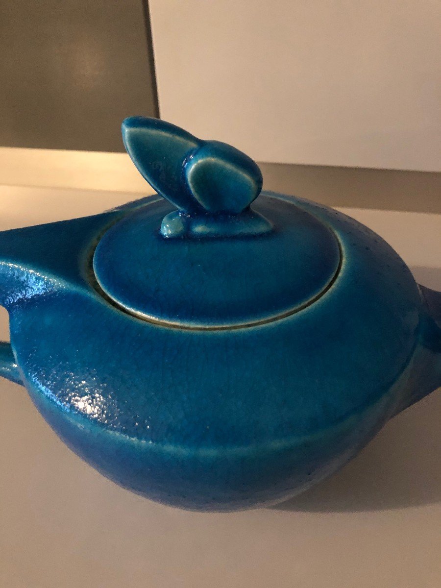 Teapot Signed Lachenal Blue-photo-2
