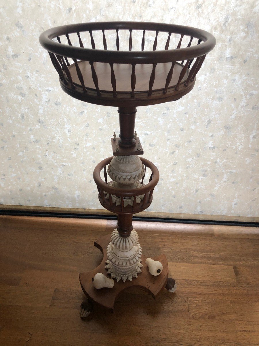 Knitting Machine Holder Bidermeier Cherry And Alabaster Period Circa 1830-photo-1