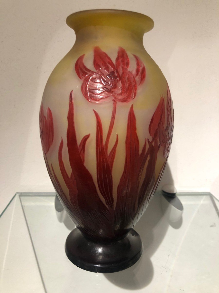 Galle Vase Decor Tulips Red Yellow Background-photo-7