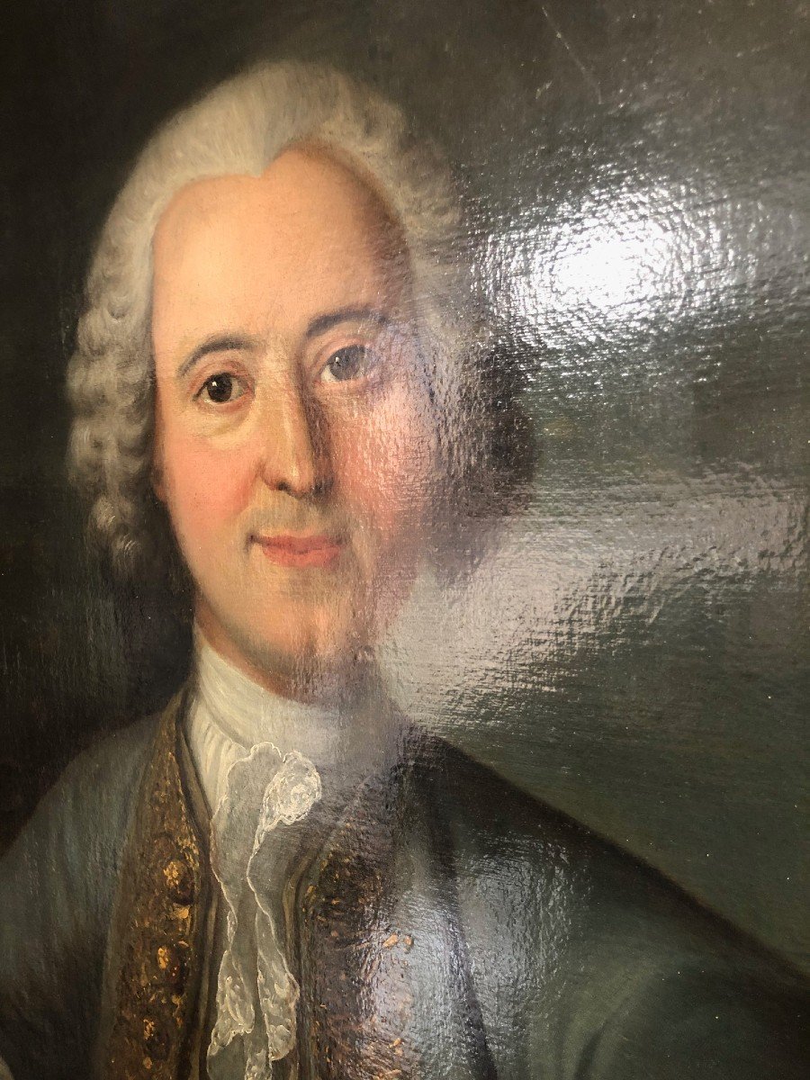 Superb Portrait XVIII Louis Tocque 1696-1772 Golden Wood Frame-photo-4