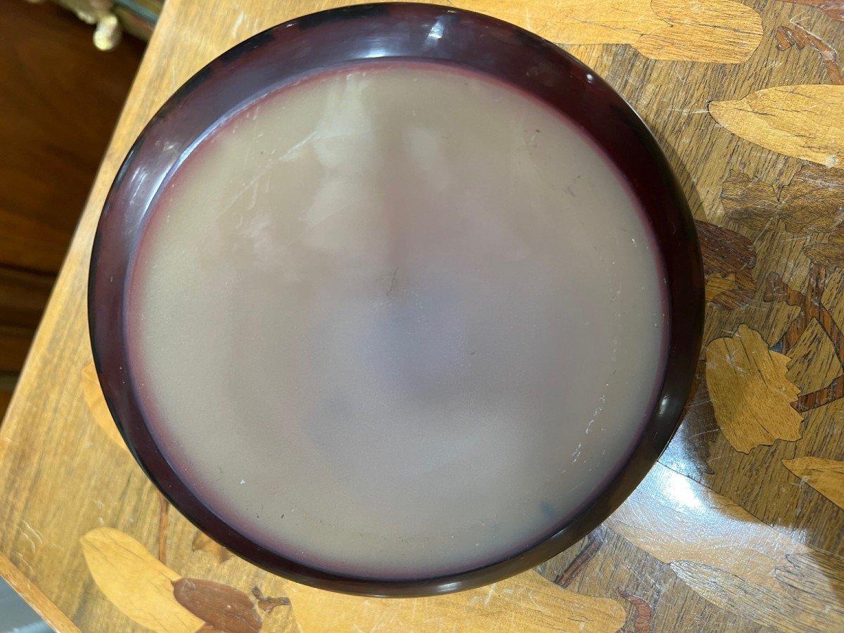 Galle Vase Flattened Shape Yellow And Red-photo-2