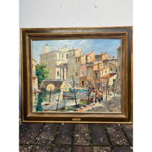 Painting Signed Henri Bargin Representative Martigues