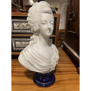 Bust Marie Antoinette Biscuit De Sevres Signed And Dated 