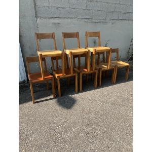 Eight Pierre Chapo S 24 Chairs