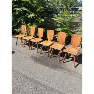 Six Chairs Designed By Pierre Chapo, Model S 28