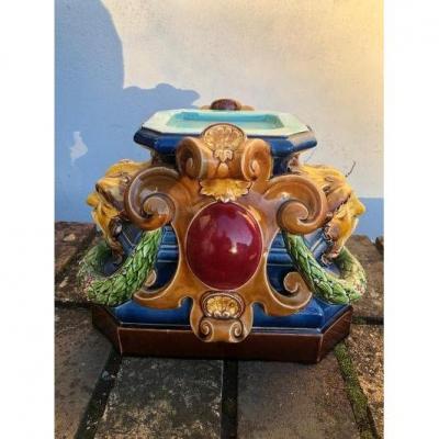 Socle Faience Majolica Sarreguemines