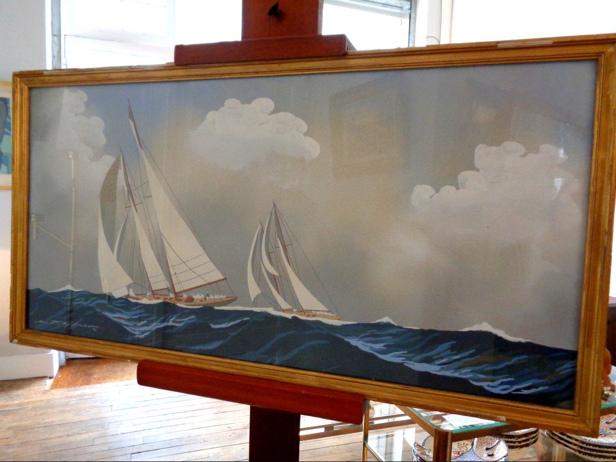 Gouache au pochoir de  L . Haffner-photo-1