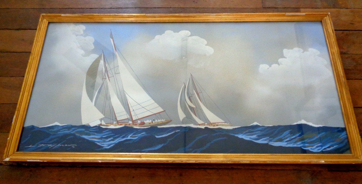 Gouache au pochoir de  L . Haffner