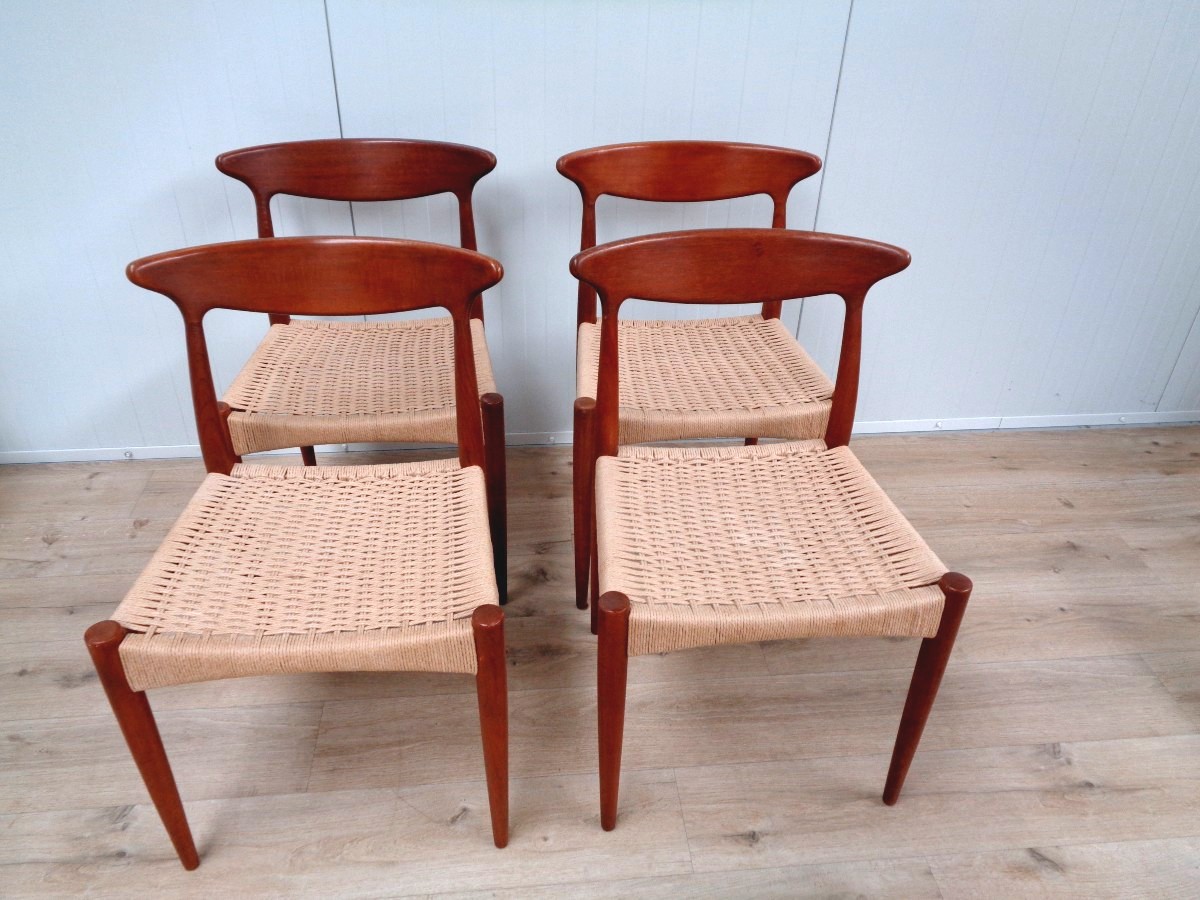 Quatre chaises Danoises teck et corde-photo-2