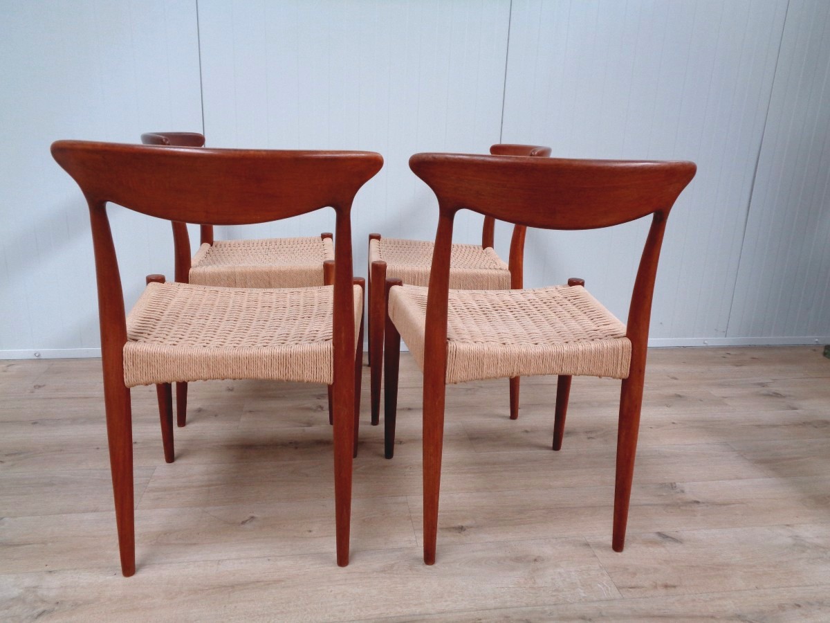 Quatre chaises Danoises teck et corde-photo-3