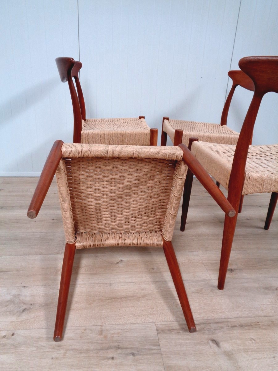 Quatre chaises Danoises teck et corde-photo-4