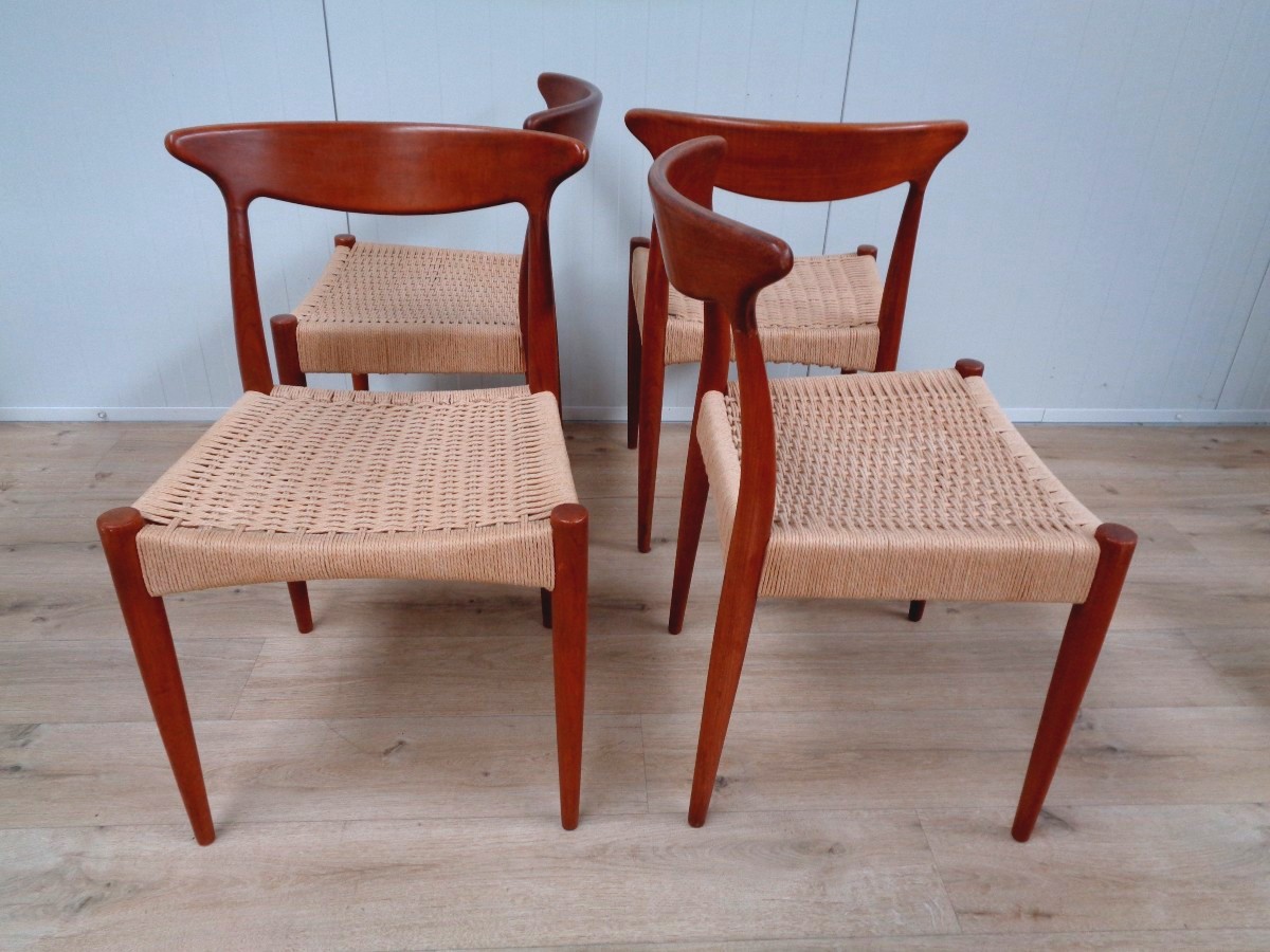Quatre chaises Danoises teck et corde-photo-3