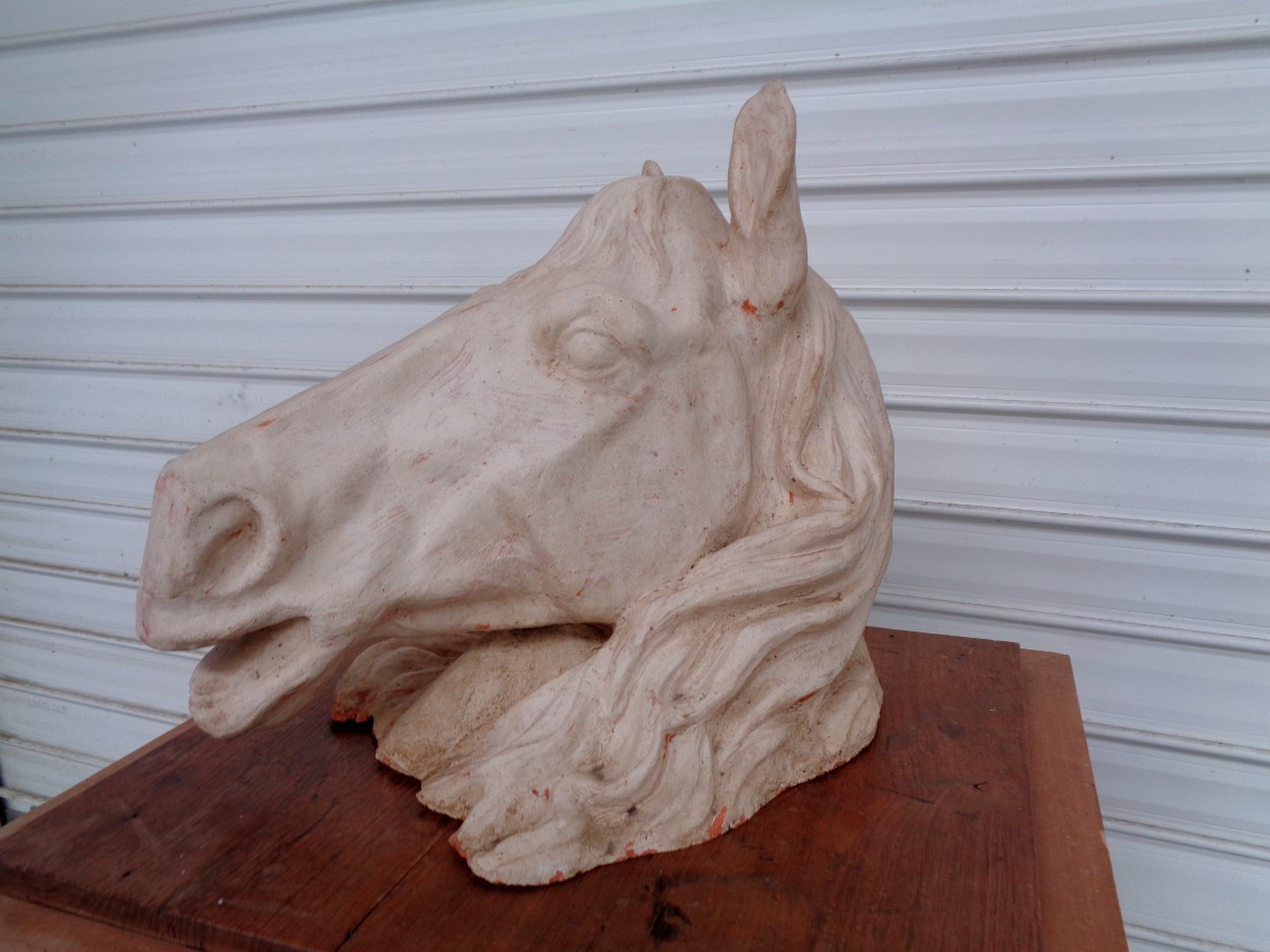 20th Century Terracotta Horse Head-photo-2
