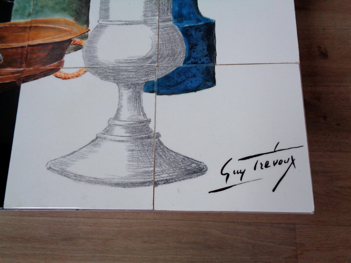 Guy Trévoux - Table basse plateau en céramique "Esprit cabinet de curiosité"-photo-2