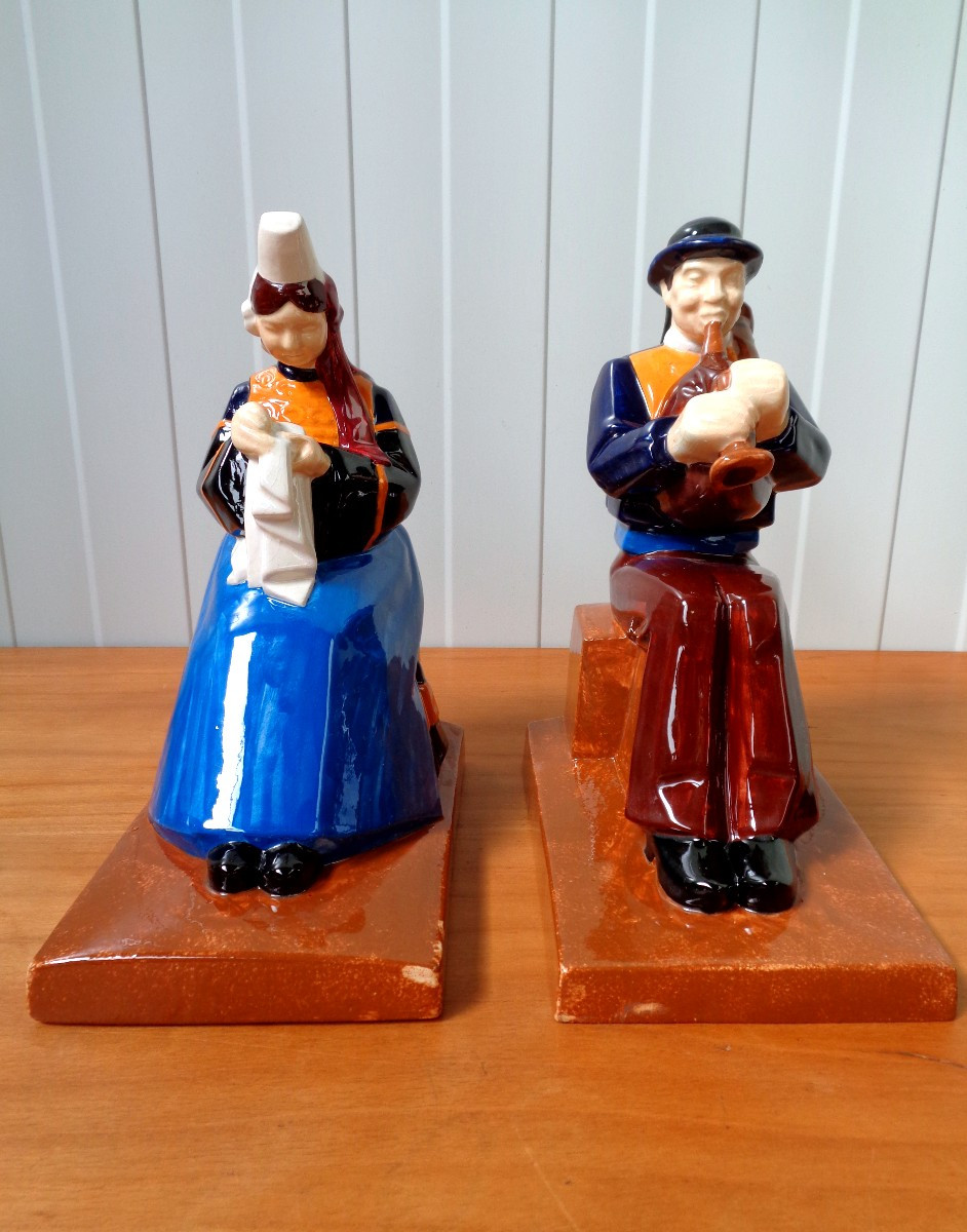 Ch.maillard. Pair Of Quimper Bookends-photo-2