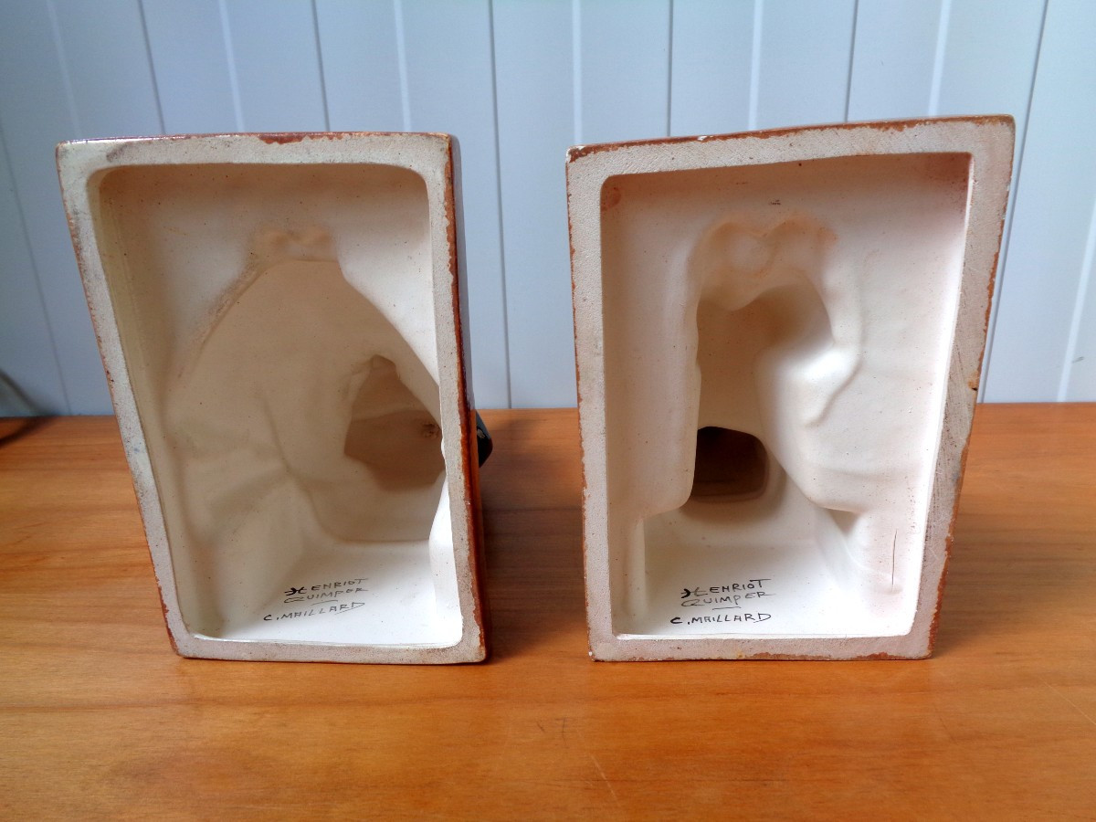 Ch.maillard. Pair Of Quimper Bookends-photo-1