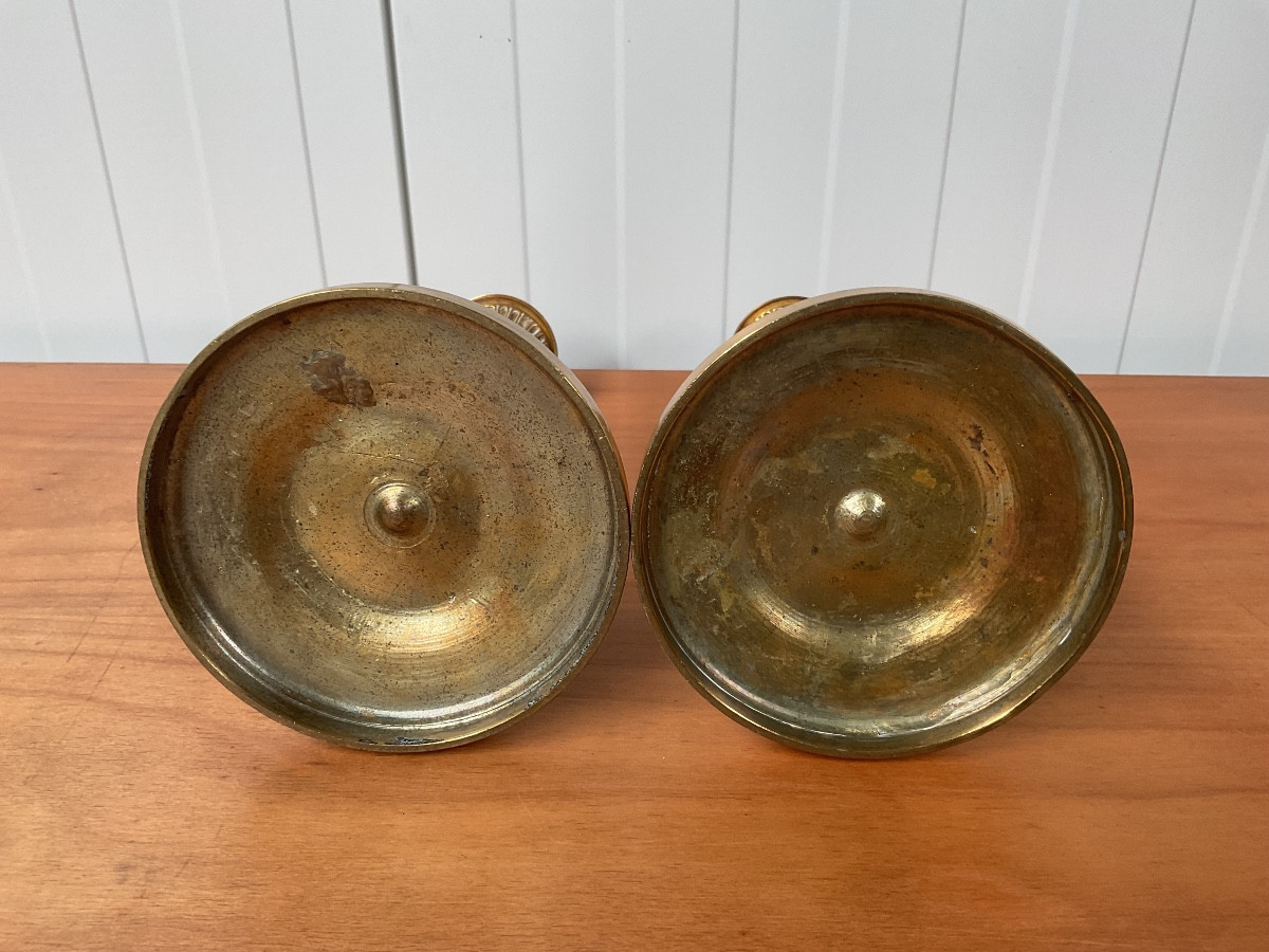 Pair Of Bronze Candlesticks From The Consulate Period.-photo-1
