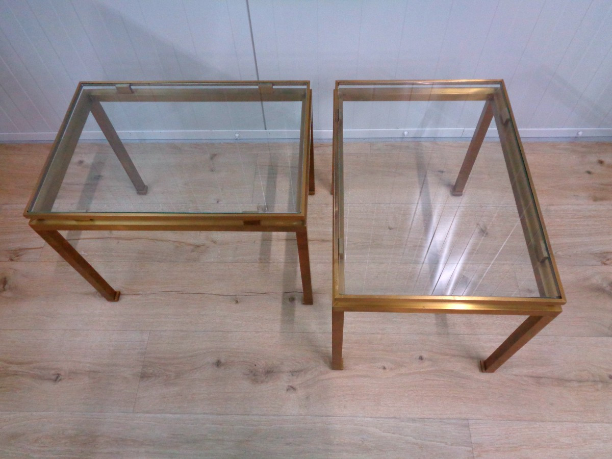 Paire tables basses de Guy Lefevre-Maison Jansen-photo-4