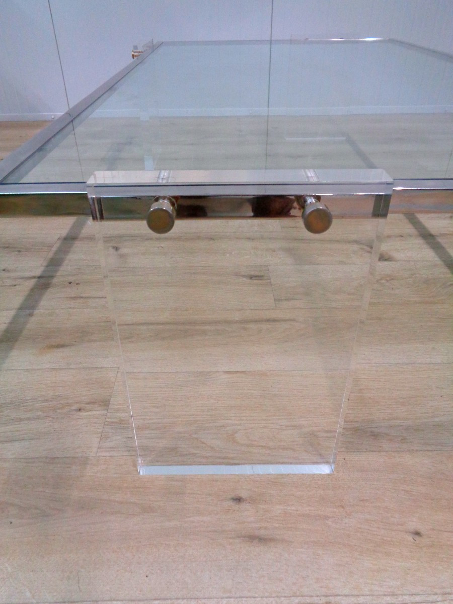 Table basse  1970 plexiglass et verre-photo-4