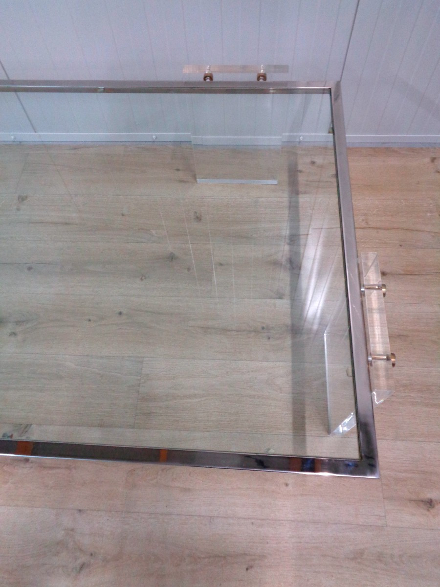 Table basse  1970 plexiglass et verre-photo-1