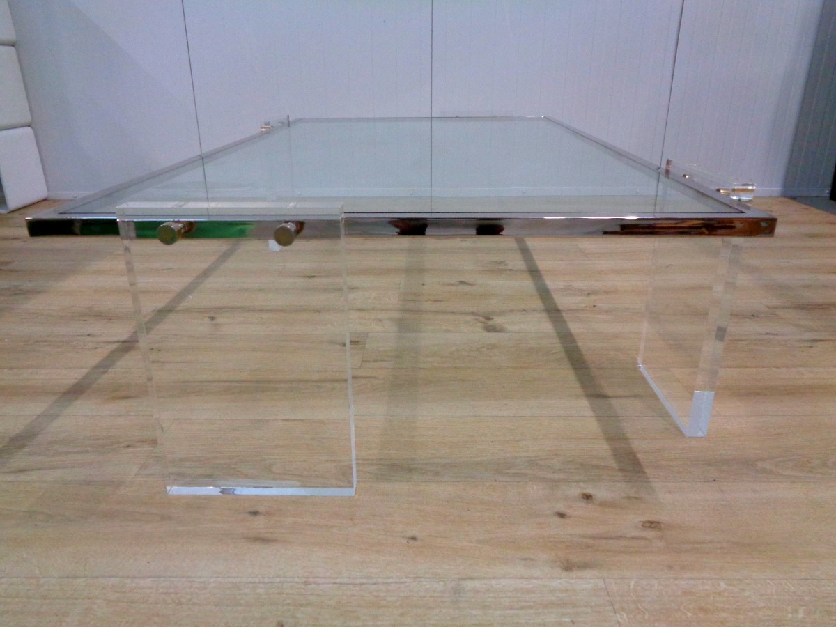 Table basse  1970 plexiglass et verre-photo-4