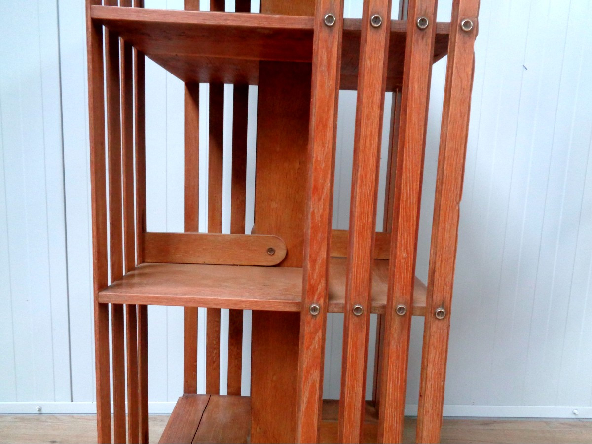 Rotating Oak Bookcase-photo-4