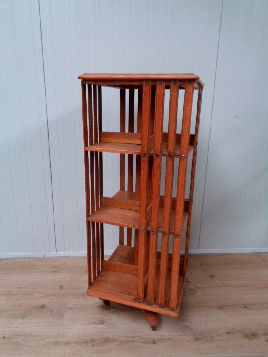 Rotating Oak Bookcase-photo-3