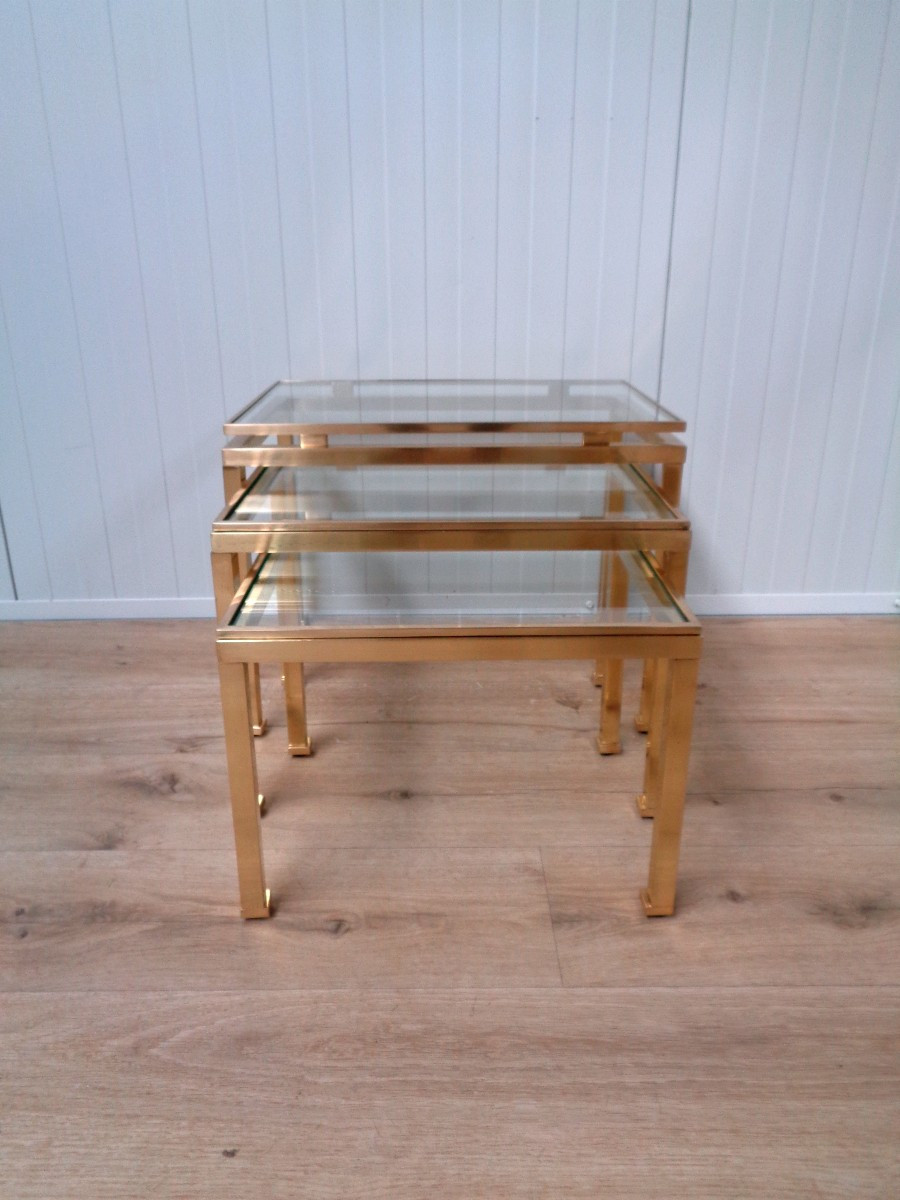 Jansen Nesting Tables In Bronze By Guy Lefevre-photo-2