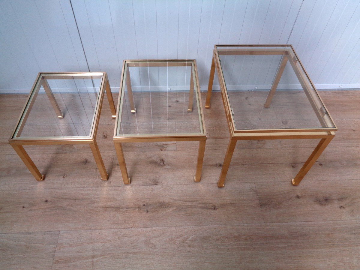 Jansen Nesting Tables In Bronze By Guy Lefevre-photo-3