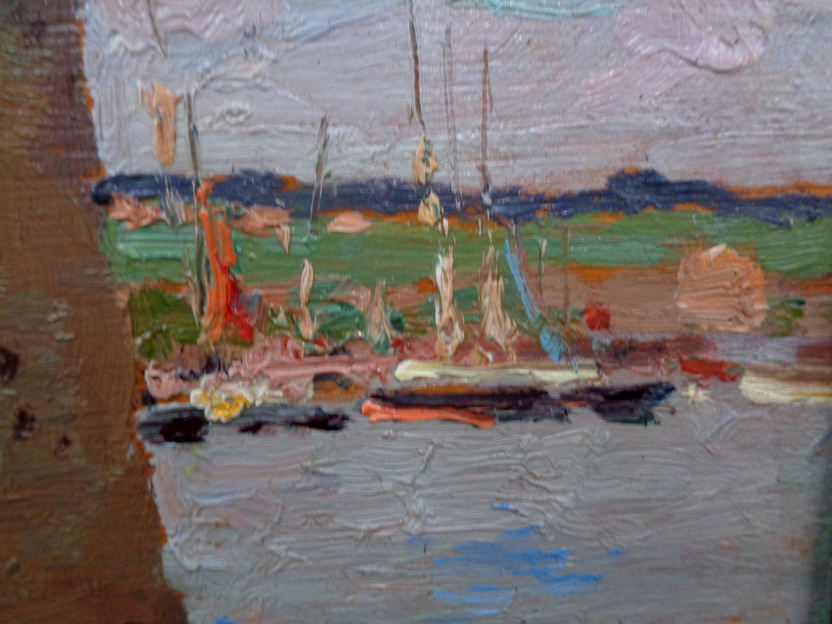 Oil On Panel, Concarneau, By Osvald Poreau-photo-3