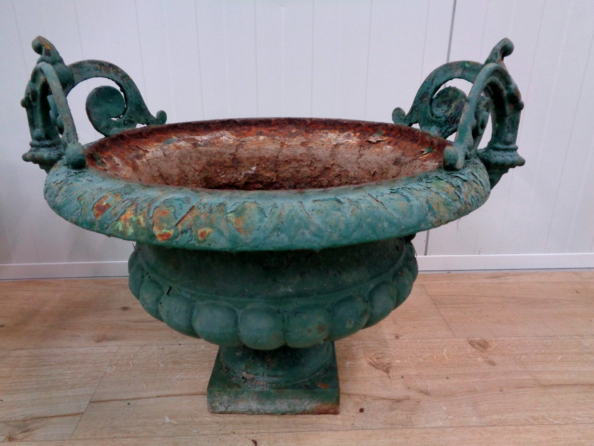 Pair Of Cast Iron Garden Vases -photo-3